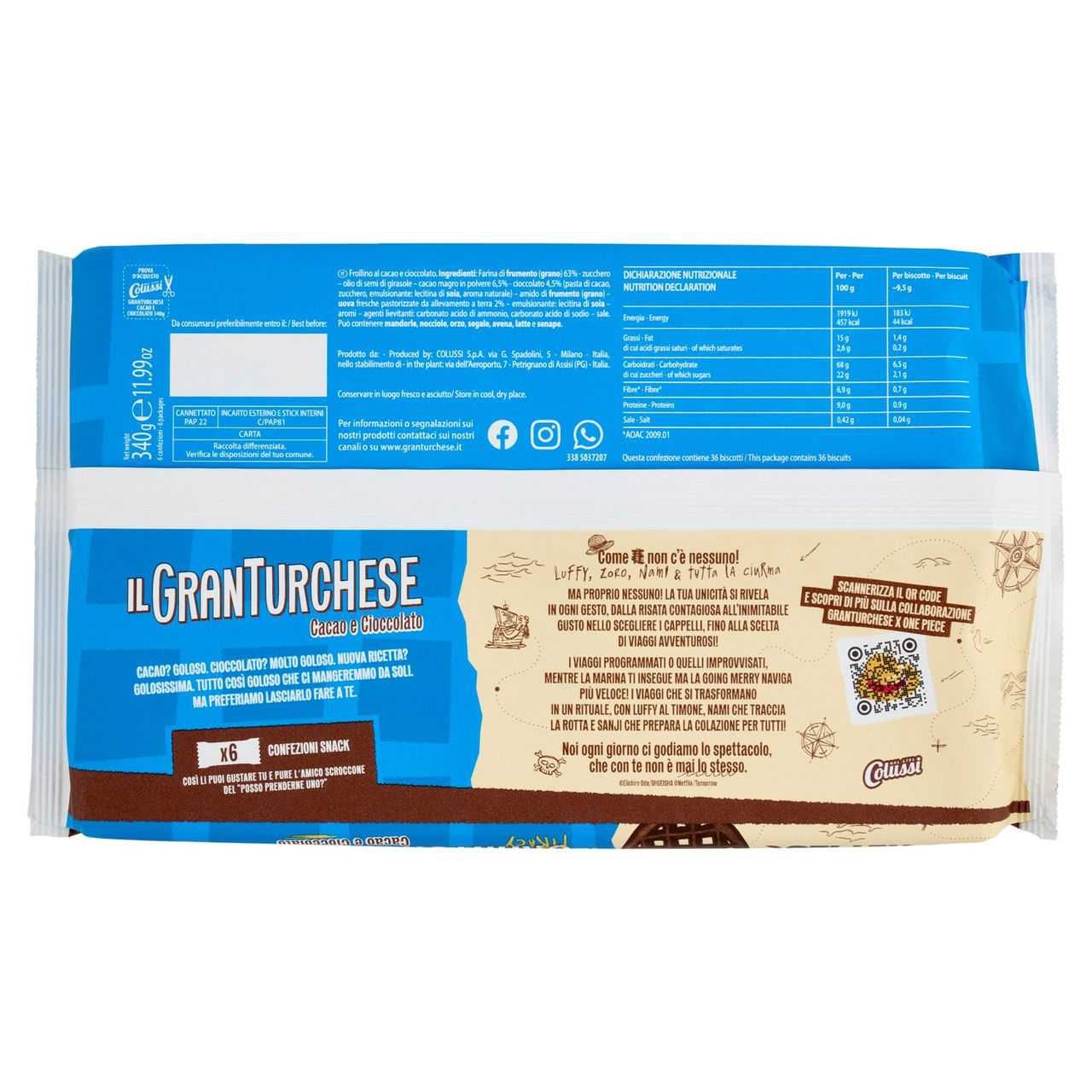 Colussi il GranTurchese Cacao e Cioccolato One Piece 340 g