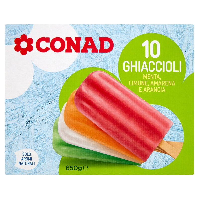 10 Ghiaccioli Menta, Limone, Amarena e Arancia Conad