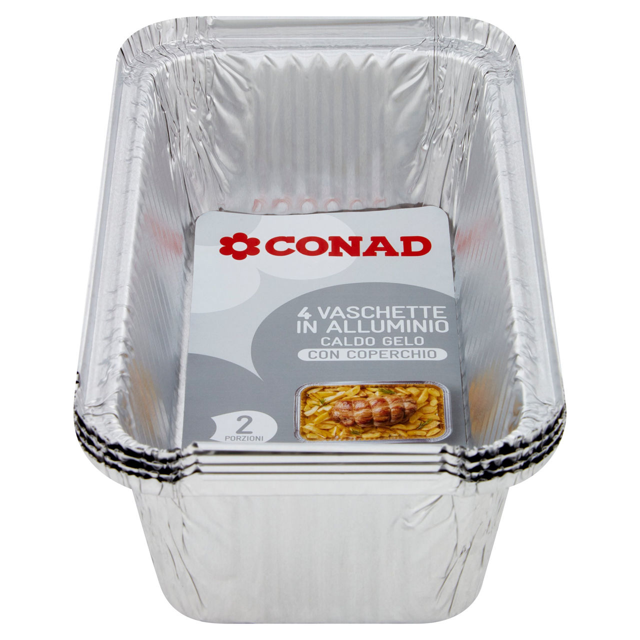 Conad Vaschette in Alluminio Caldo Gelo con Coperchio 1 Porzione conf. 5 pz.