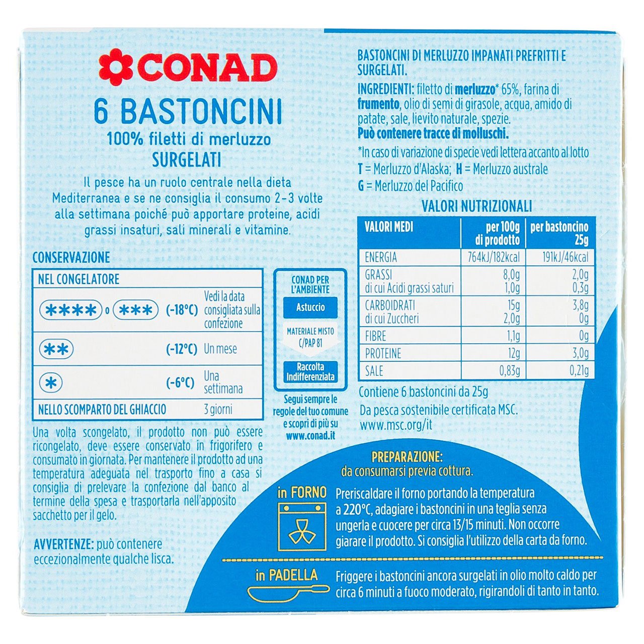6 bastoncini con merluzzo Conad in vendita online