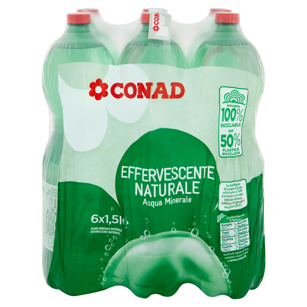 CONAD Acqua Minerale Effervescente Naturale 6 x 1,5 l