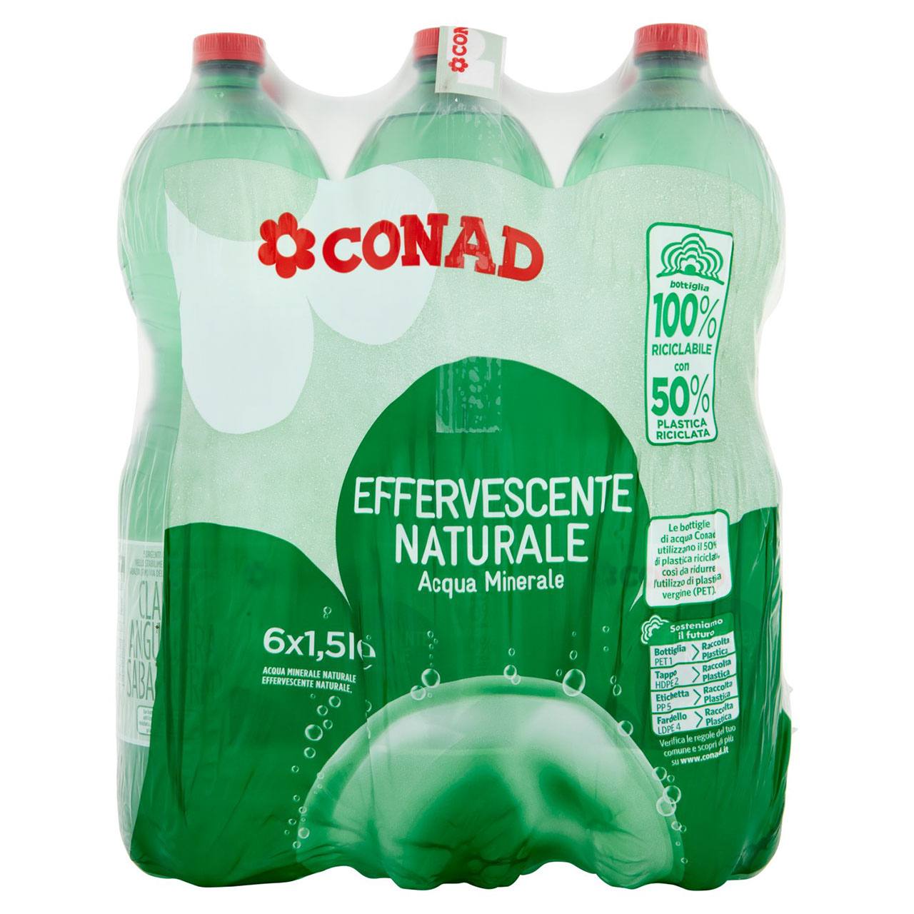 CONAD Acqua Minerale Effervescente Naturale 6 x 1,5 l