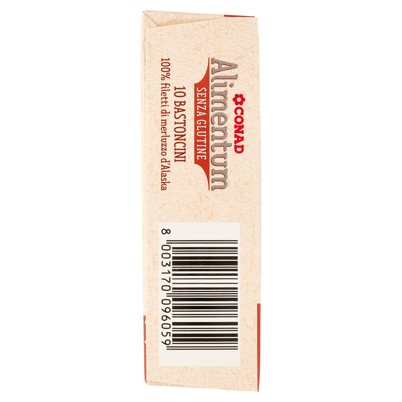 CONAD Alimentum Senza Glutine 10 Bastoncini 100% filetti di merluzzo d'Alaska Surgelati 300 g