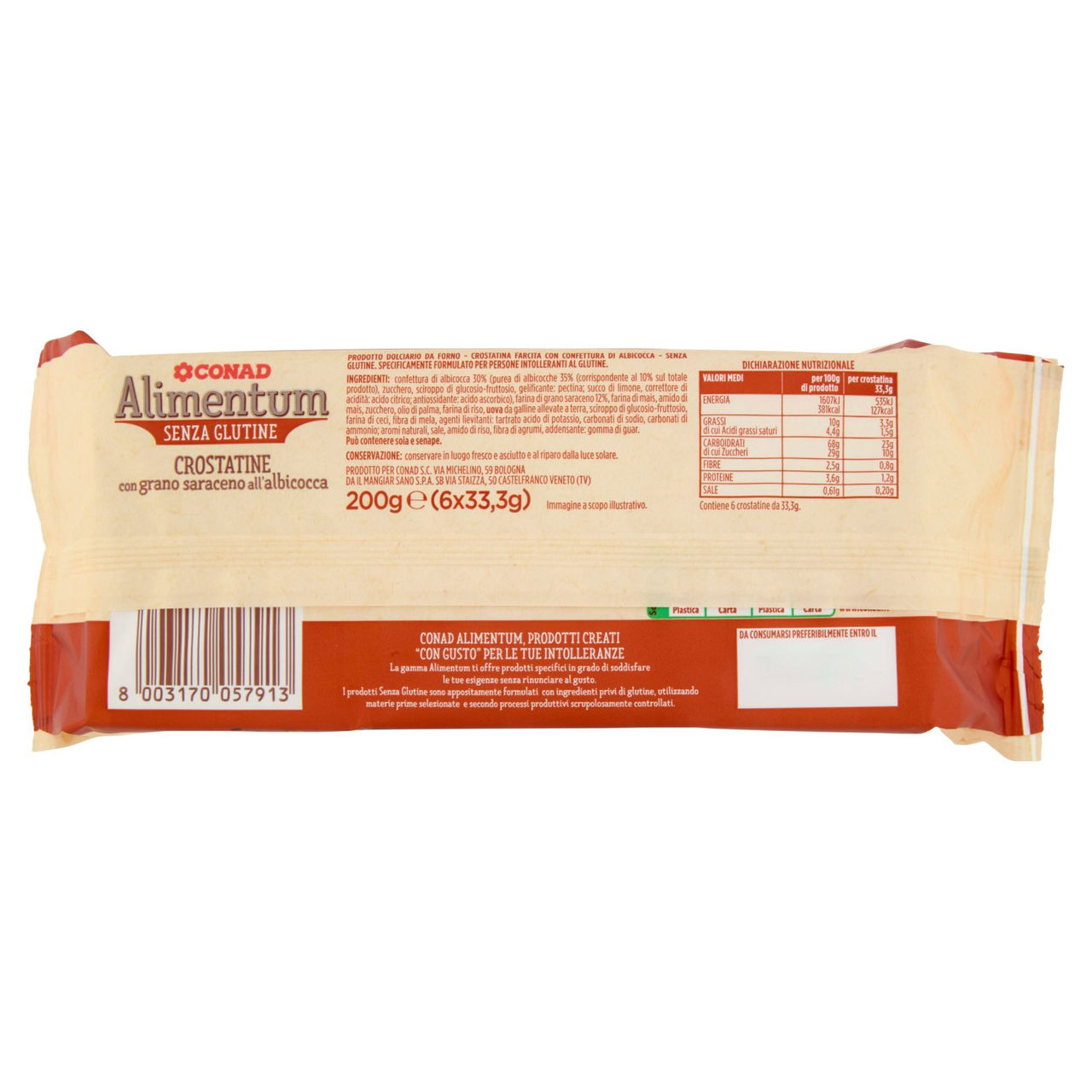 Crostatine Senza Glutine all'Albicocca Conad