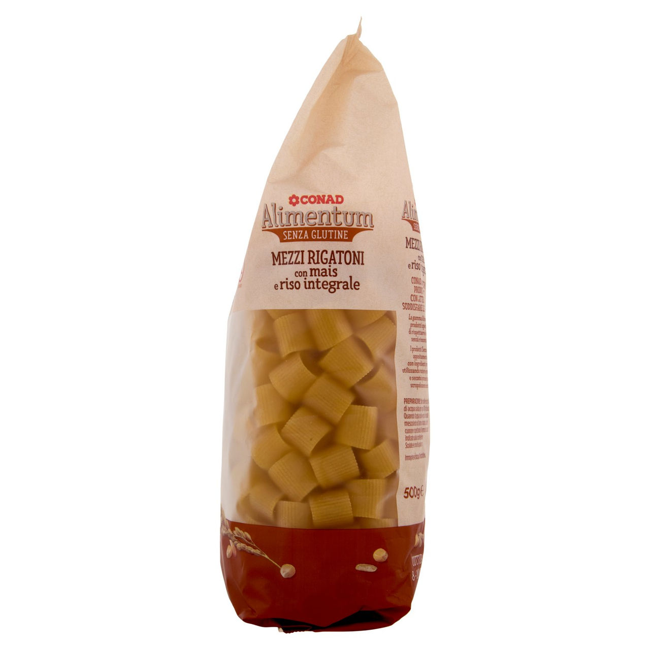 CONAD Alimentum Senza Glutine Mezzi Rigatoni con mais e riso integrale 500 g