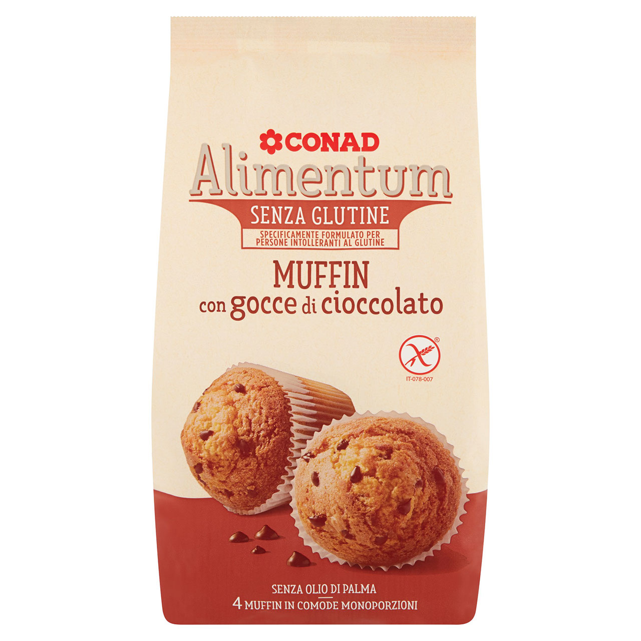 Muffin Senza Glutine al Cioccolato Alimentum Conad