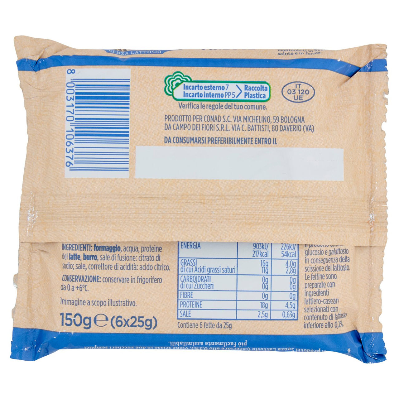 CONAD Alimentum Senza Lattosio Finette 6 Fette 150 g