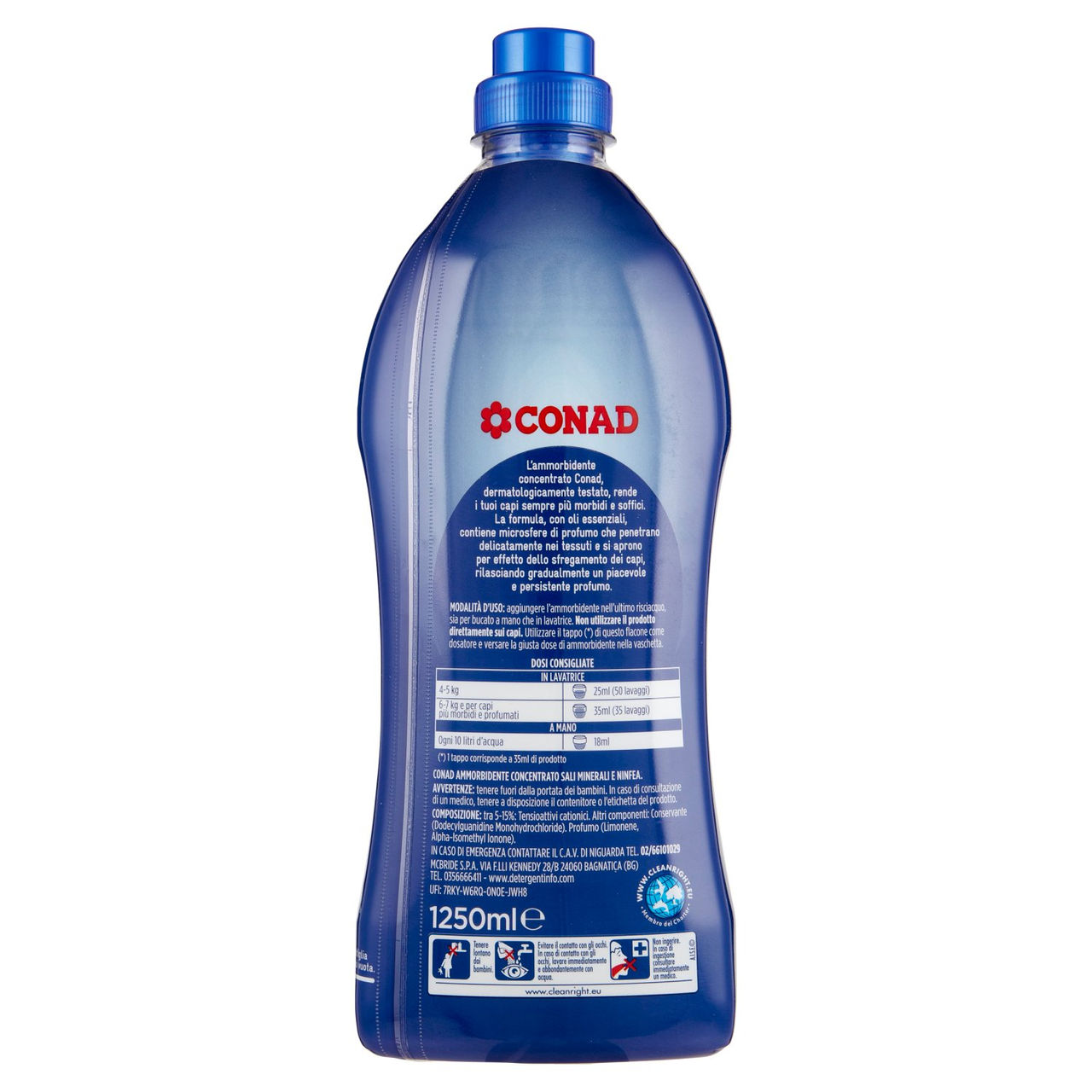 CONAD Ammorbidente Concentrato Profumo Intenso Sali Minerali e Ninfea 1250 ml