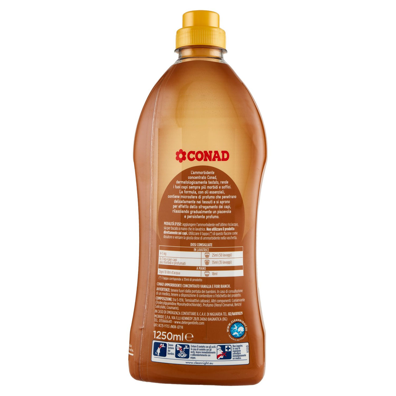 CONAD Ammorbidente Concentrato Profumo Intenso Vaniglia e Fiori Bianchi 1250 ml