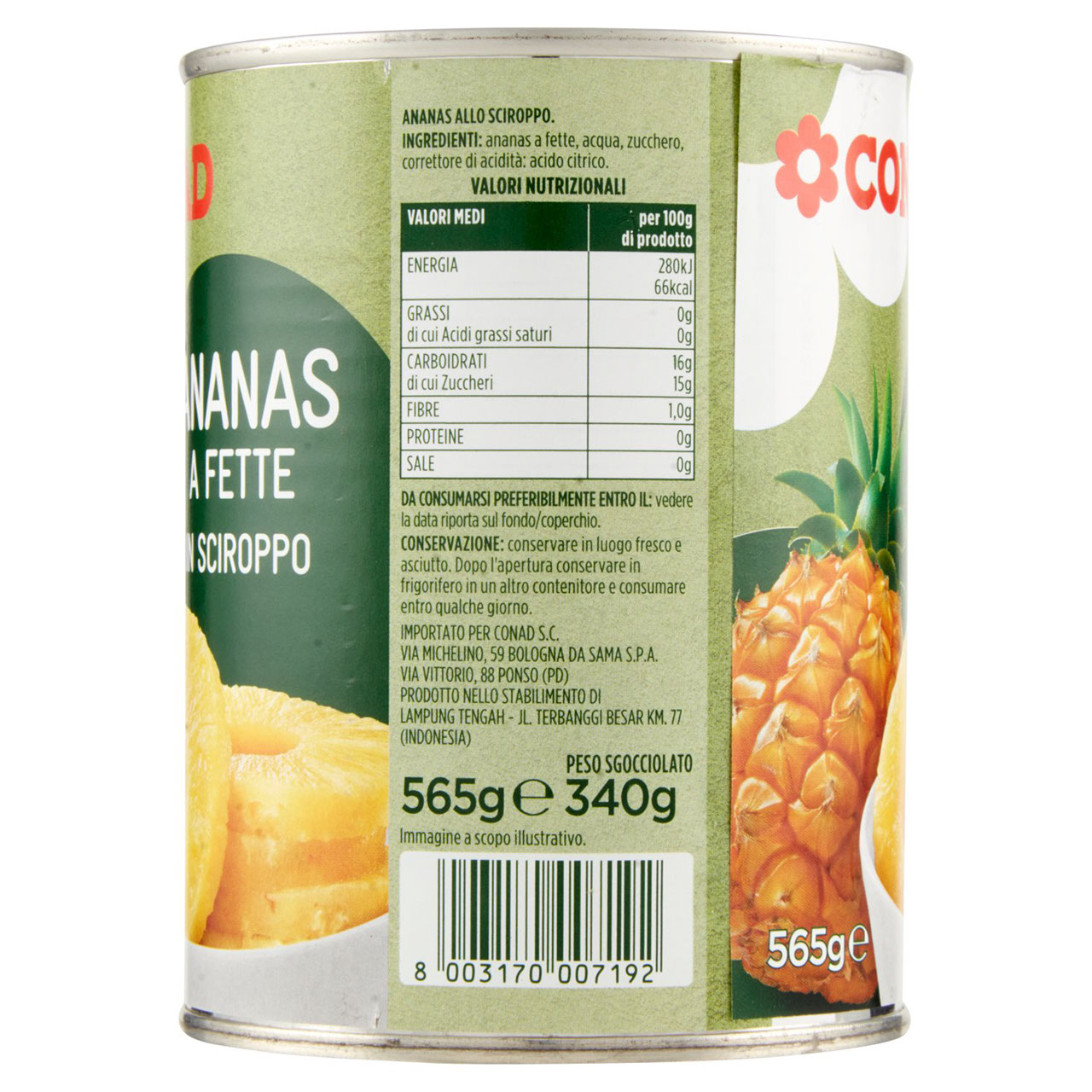 Ananas a Fette in Sciroppo 565 g Conad
