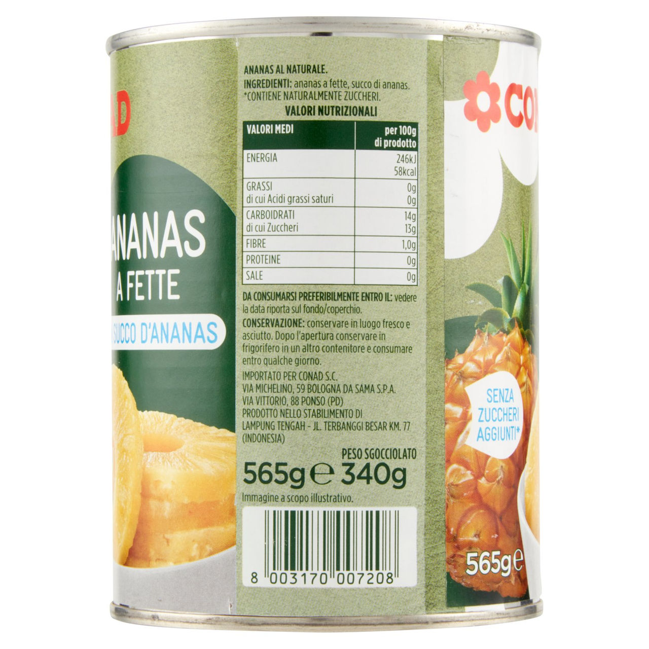 Ananas a Fette in Succo d'Ananas 565 g Conad