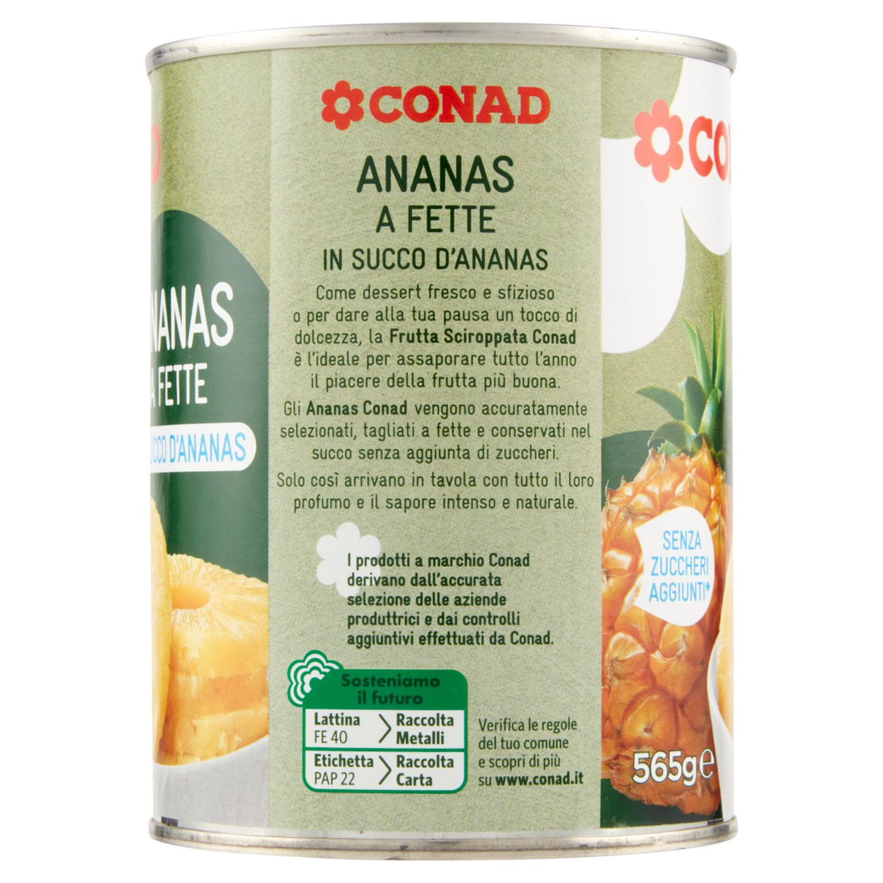 Ananas a Fette in Succo d'Ananas 565 g Conad