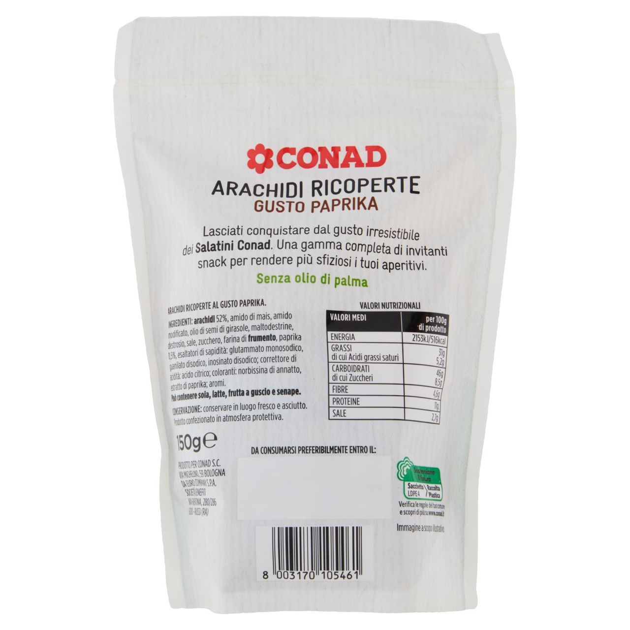 CONAD Arachidi Ricoperte Gusto Paprika 150 g