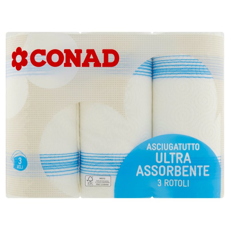 Asciugatutto 2 veli 3 rotoli Conad online | Conad