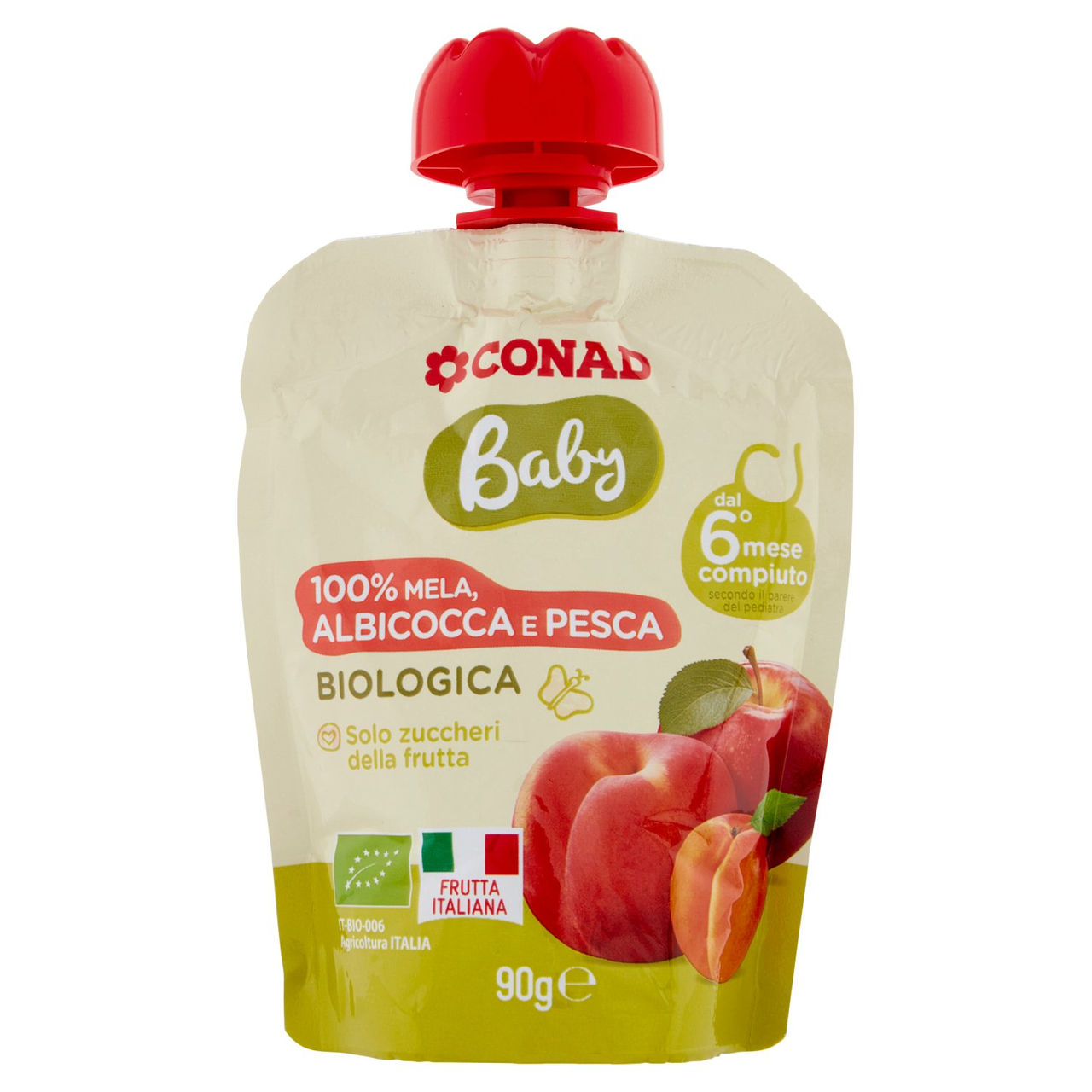 CONAD Baby 100% Mela, Albicocca e Pesca Biologica 90 g