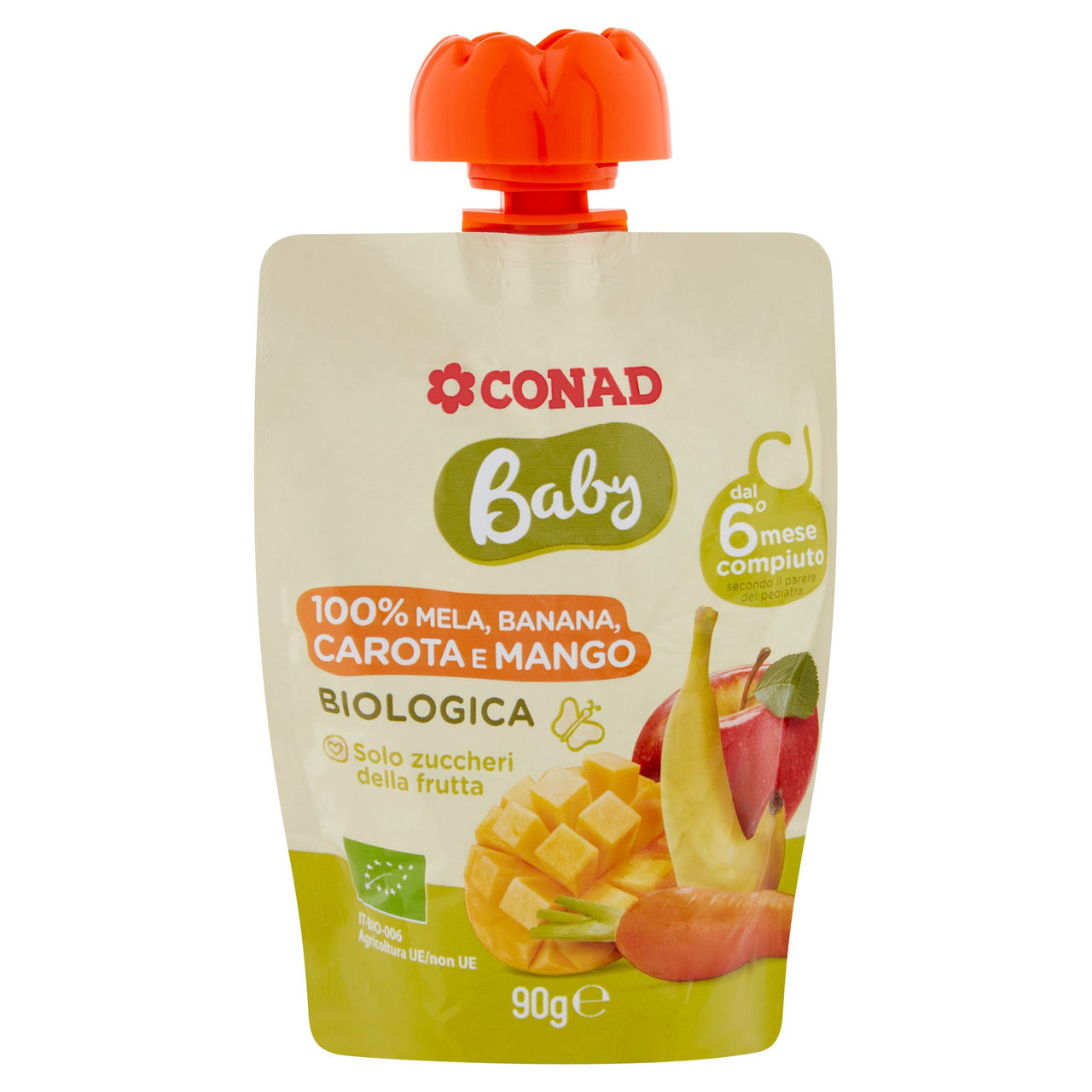 CONAD Baby 100% Mela, Banana, Carota e Mango Biologica 90 g