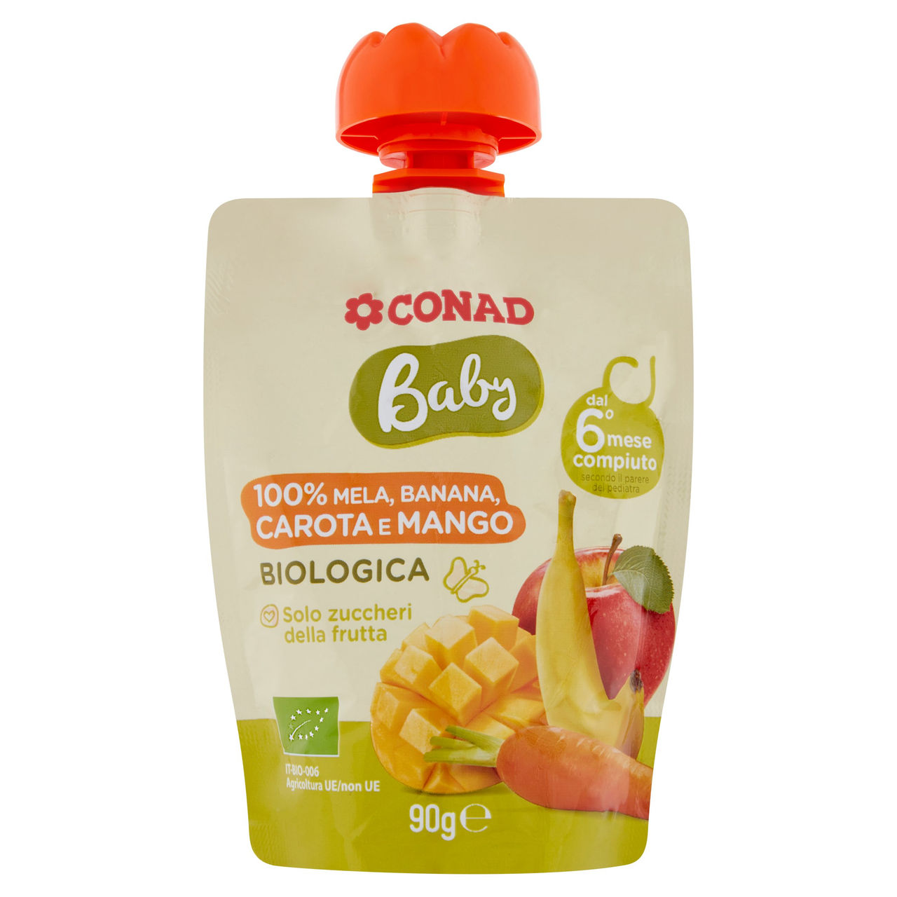 CONAD Baby 100% Mela, Banana, Carota e Mango Biologica 90 g