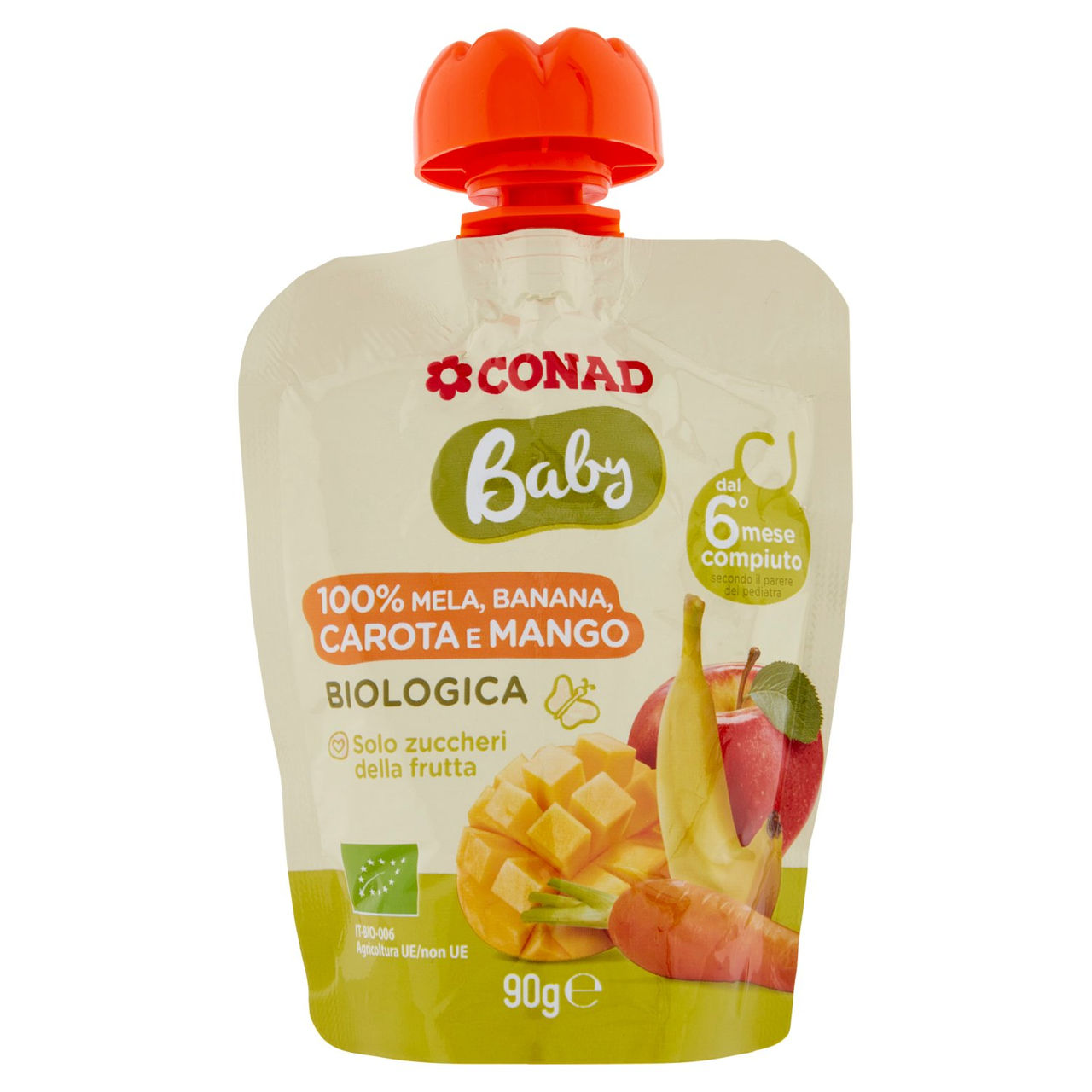 CONAD Baby 100% Mela, Banana, Carota e Mango Biologica 90 g