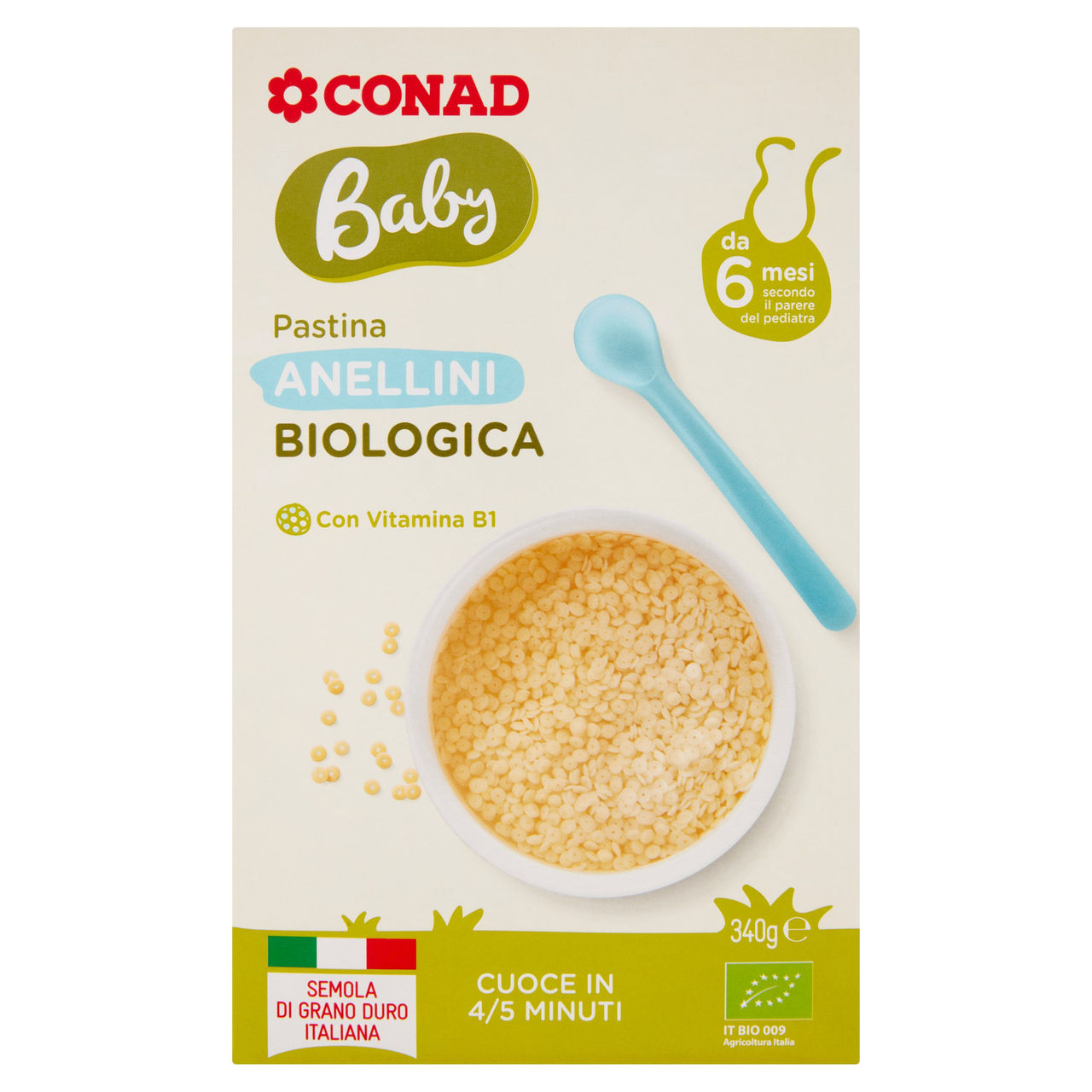 Baby Anellini Pastina Biologica 340 g Conad Conad