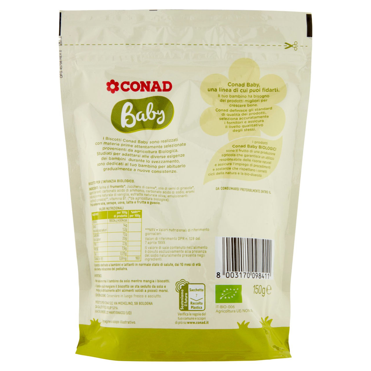 CONAD Baby Biscottini Biologici 150 g