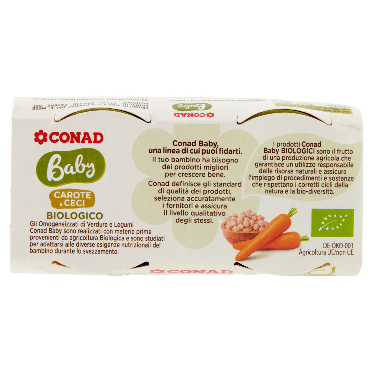 CONAD Baby Carote e Ceci Biologico Omogeneizzato 2 x 80 g