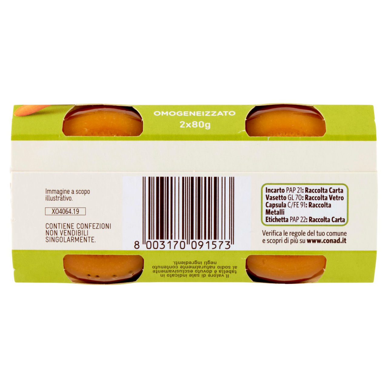 Conad Baby Carote e Lenticchie Biologico Omogeneizzato 2 x 80 g