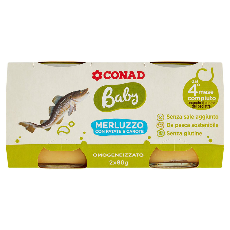 Omogeneizzato merluzzo - Conad - 2 x 80 g