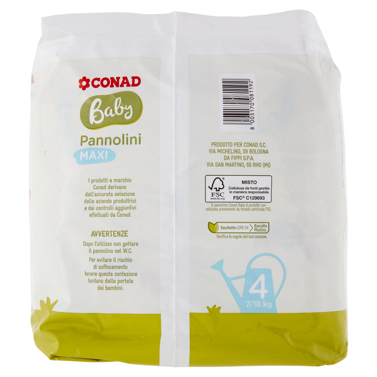 CONAD Baby Pannolini Maxi 4 7/18 kg 104 pezzi