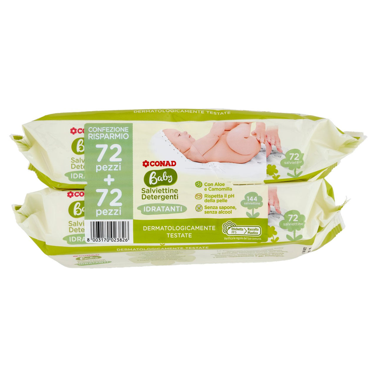 Baby Salviettine Detergenti Idratanti 144 pz Conad