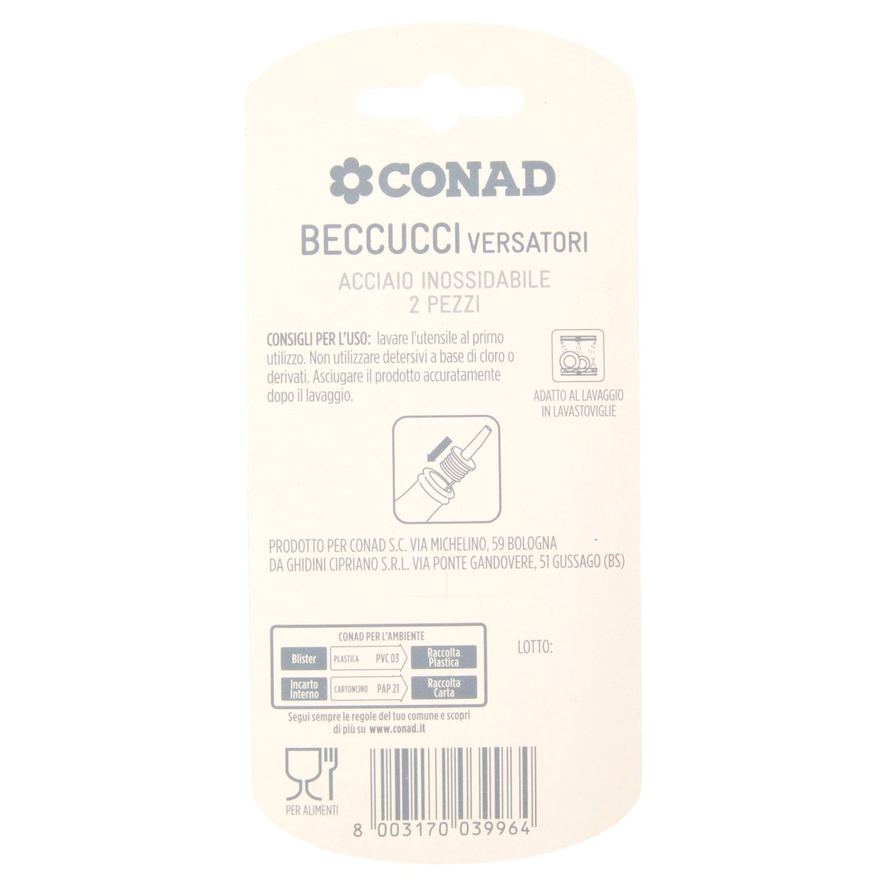 CONAD Beccucci Versatori Acciaio Inossidabile 2 pz