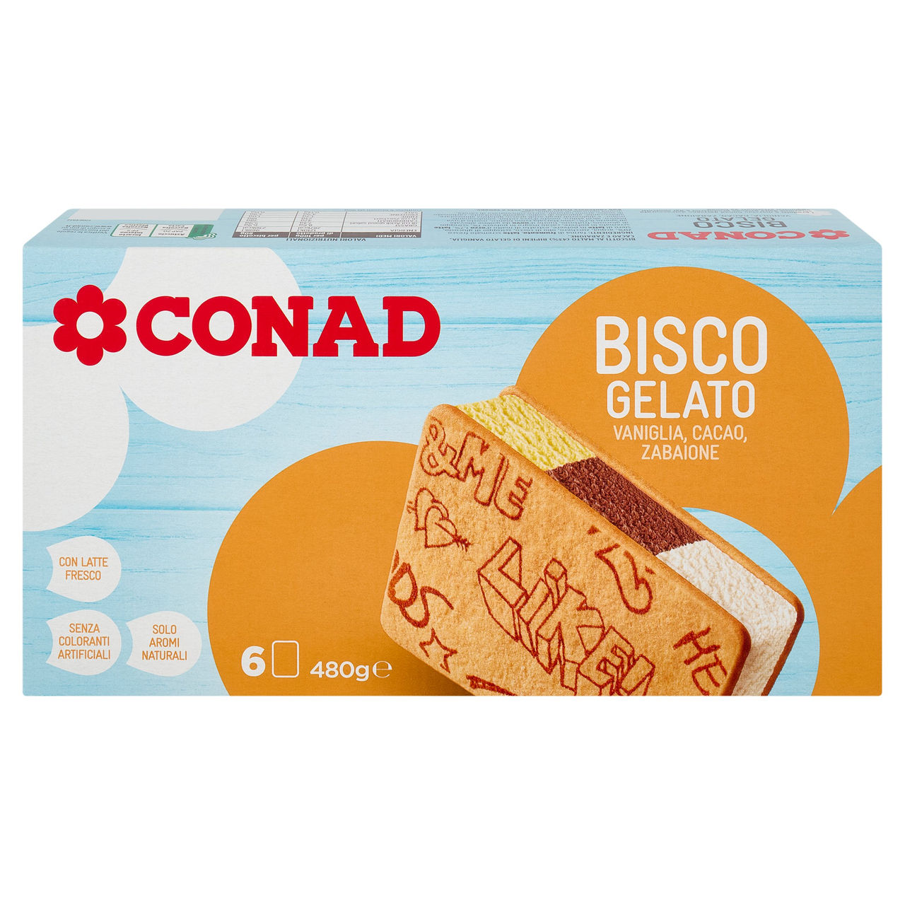 Bisco Gelato Vaniglia, Cacao, Zabaione 6 Pezzi