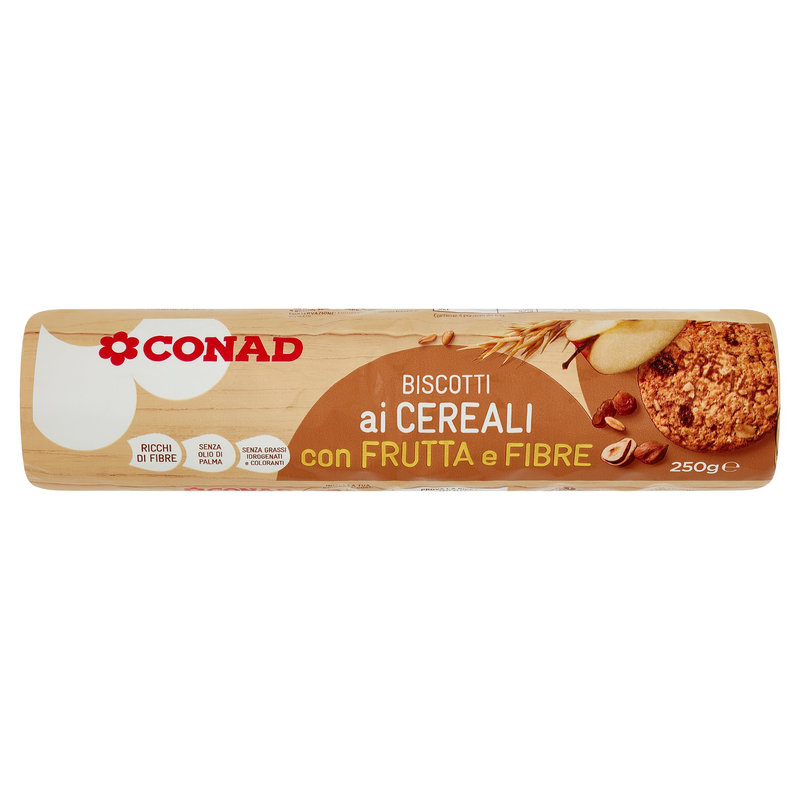 Biscotti ai cereali, frutta e fibre g 250 Conad Conad