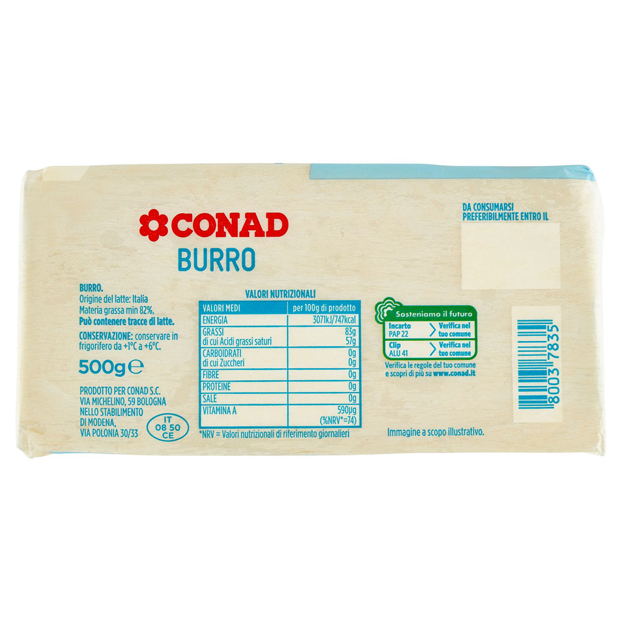 Burro Panetto 500 g Conad in vendita online