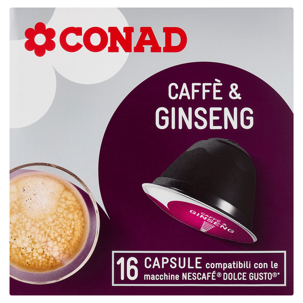 CONAD Caffè & Ginseng 16 Capsule compatibili con le macchine Nescafé Dolce Gusto* 160 g