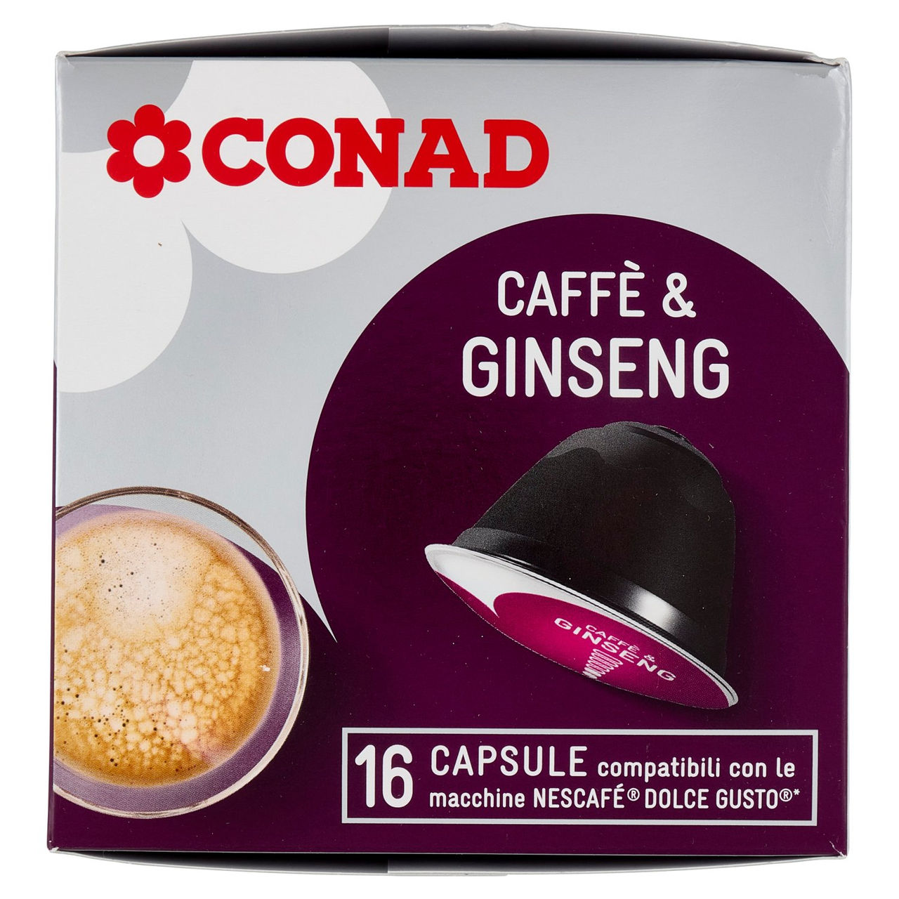 CONAD Caffè & Ginseng 16 Capsule compatibili con le macchine Nescafé Dolce Gusto* 160 g