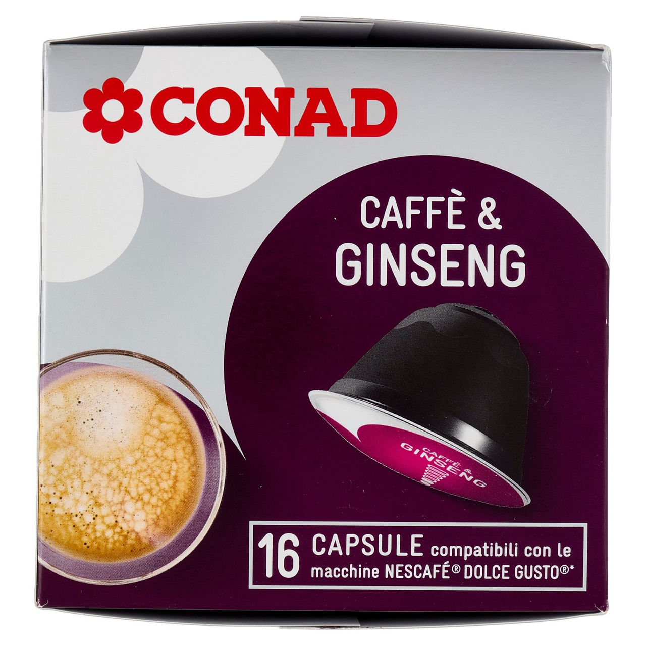 CONAD Caffè & Ginseng 16 Capsule compatibili con le macchine Nescafé Dolce Gusto* 160 g