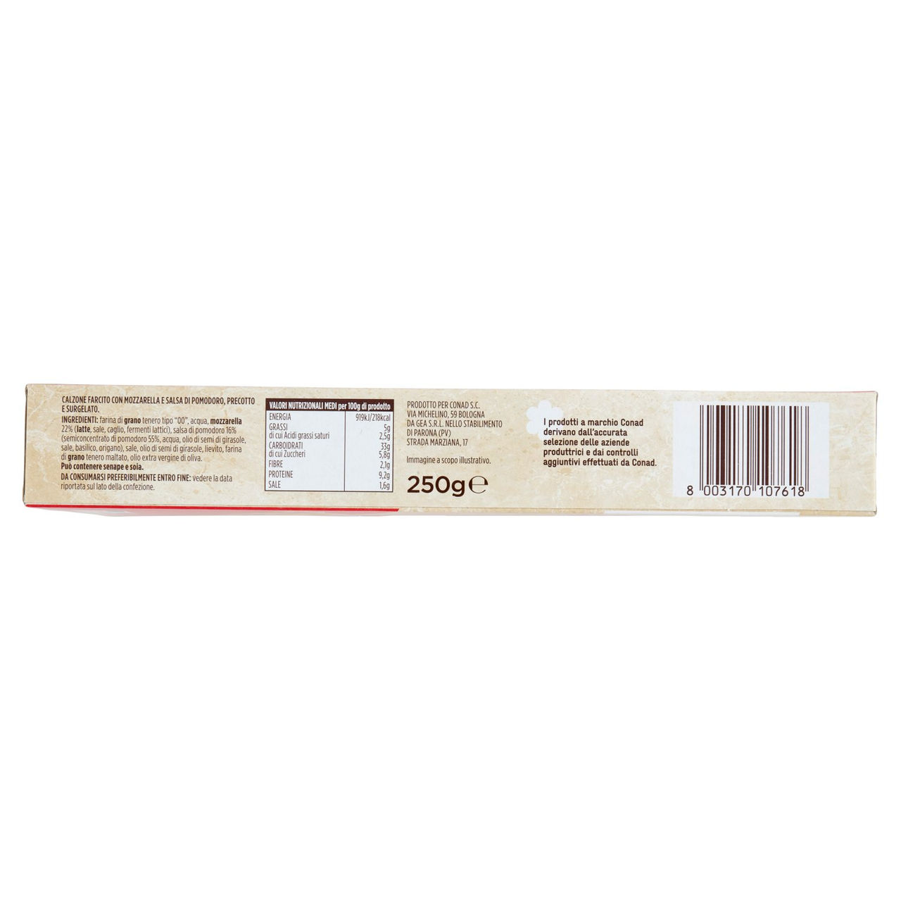 CONAD Calzone Pomodoro e Mozzarella Surgelato 250 g