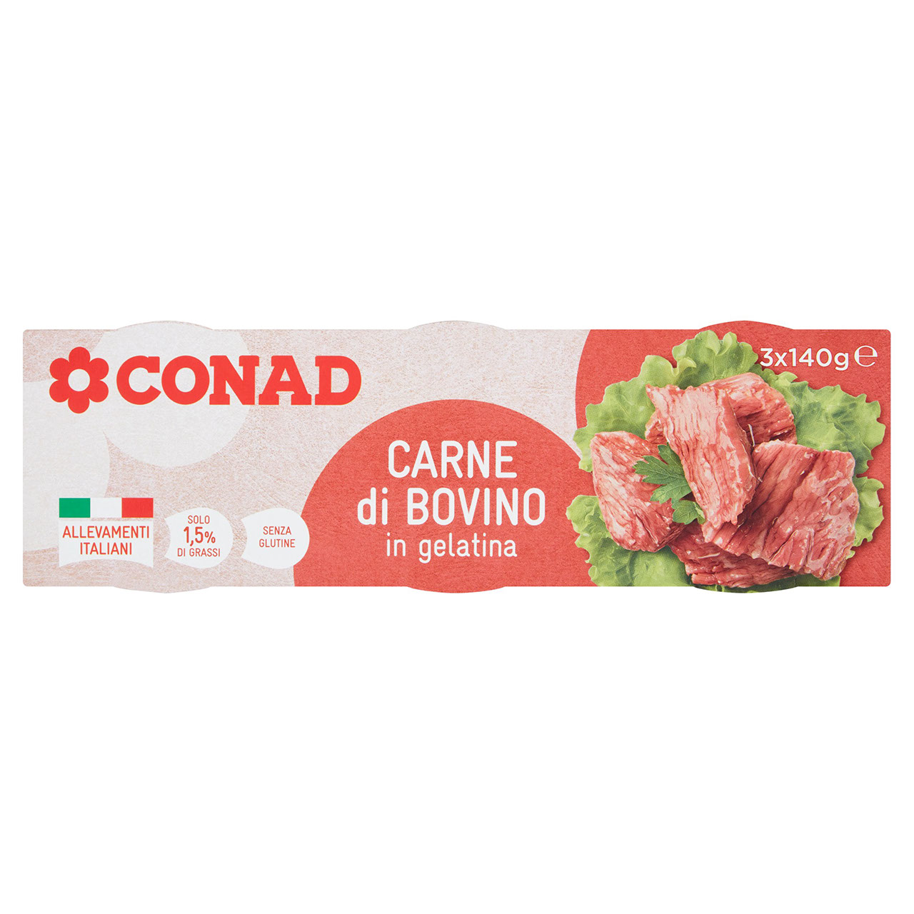 Carne di Bovino in gelatina 3 x 140 g Conad