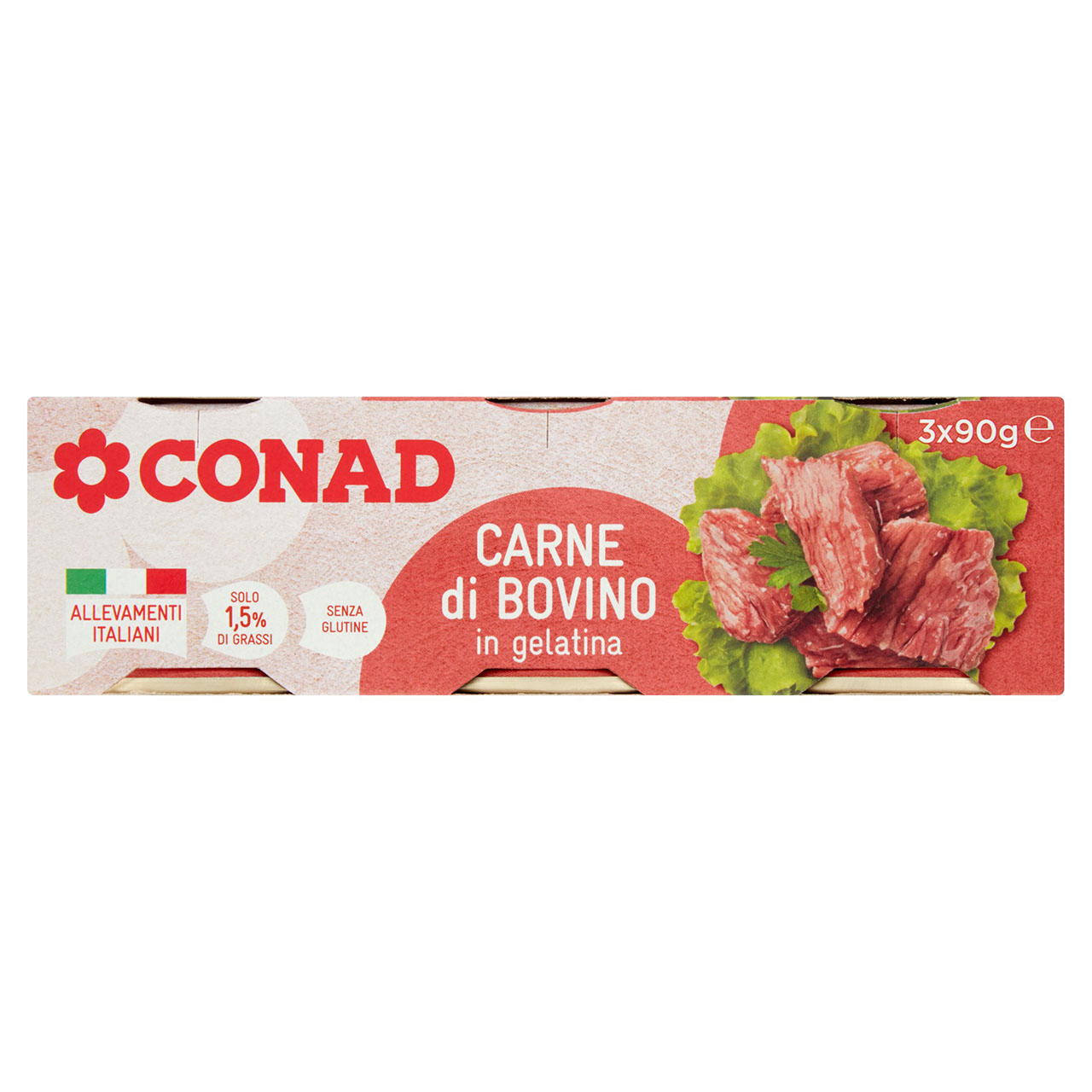 Carne di Bovino in gelatina 3 x 90 g Conad