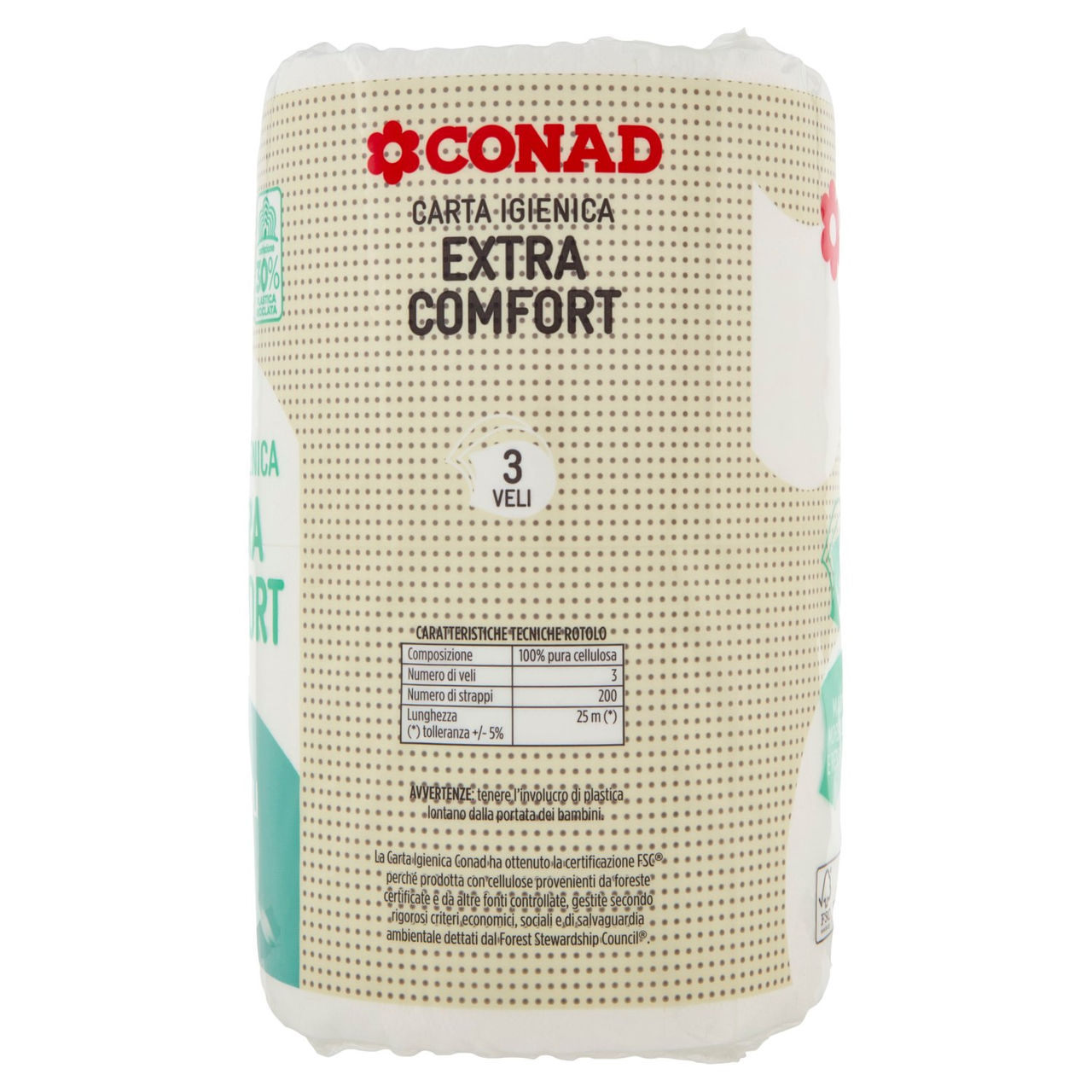 CONAD Carta Igienica Extra Comfort 3 Veli 4 Rotoli