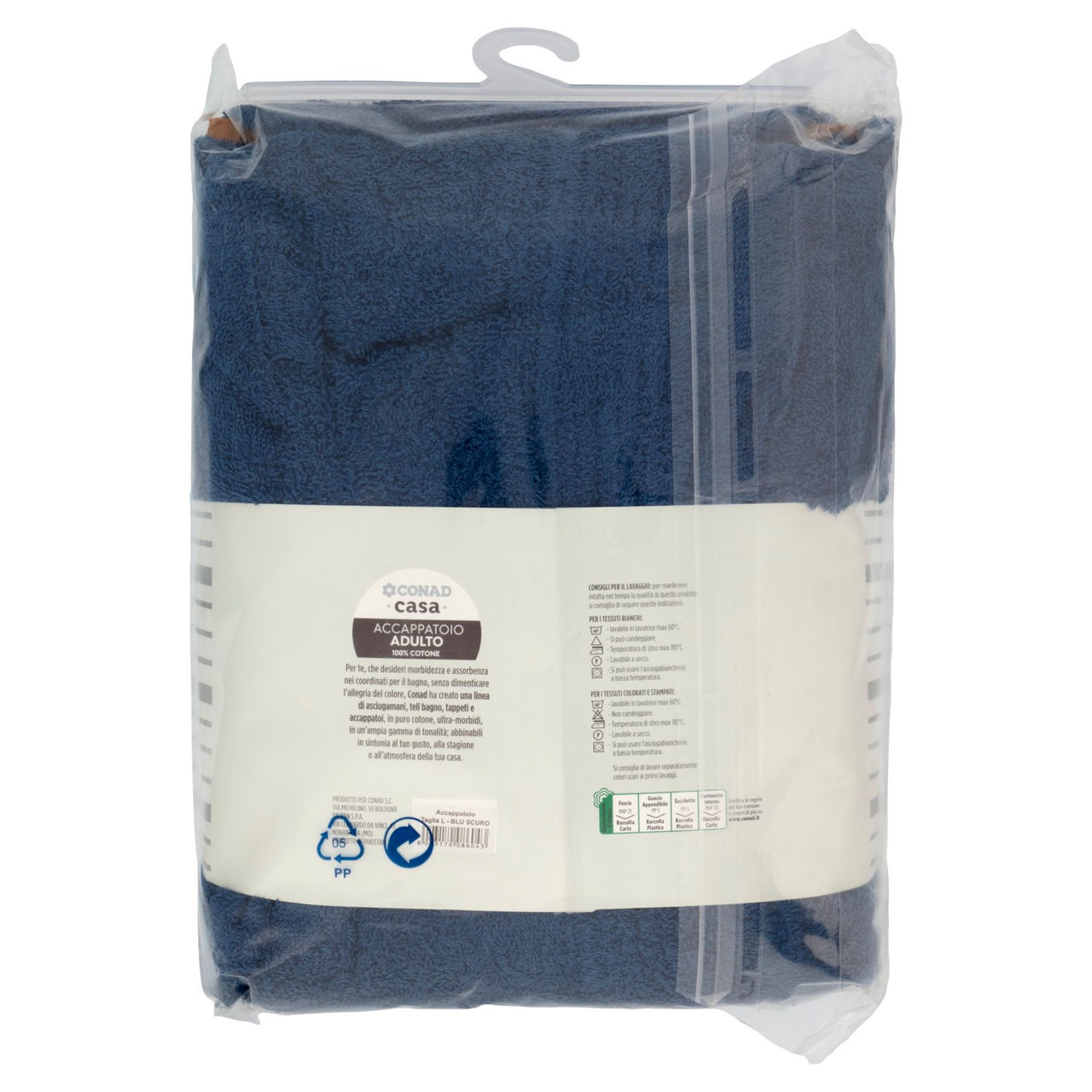 CONAD casa Accappatoio Adulto 100% Cotone L Blu Scuro