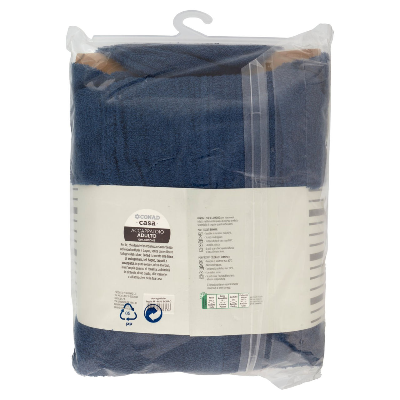 CONAD casa Accappatoio Adulto 100% Cotone M Blu Scuro