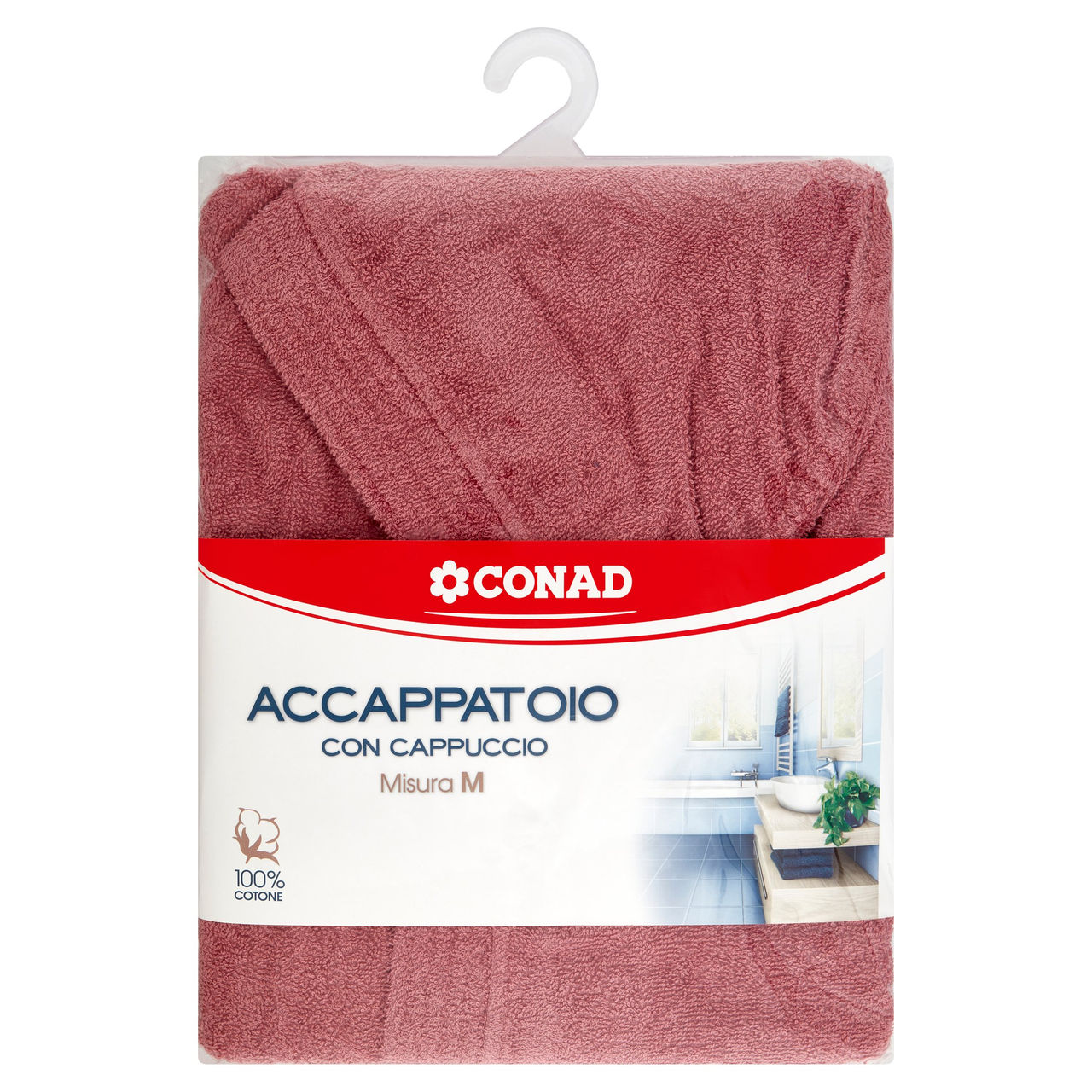 CONAD casa Accappatoio Adulto 100% Cotone M Rosa Antico