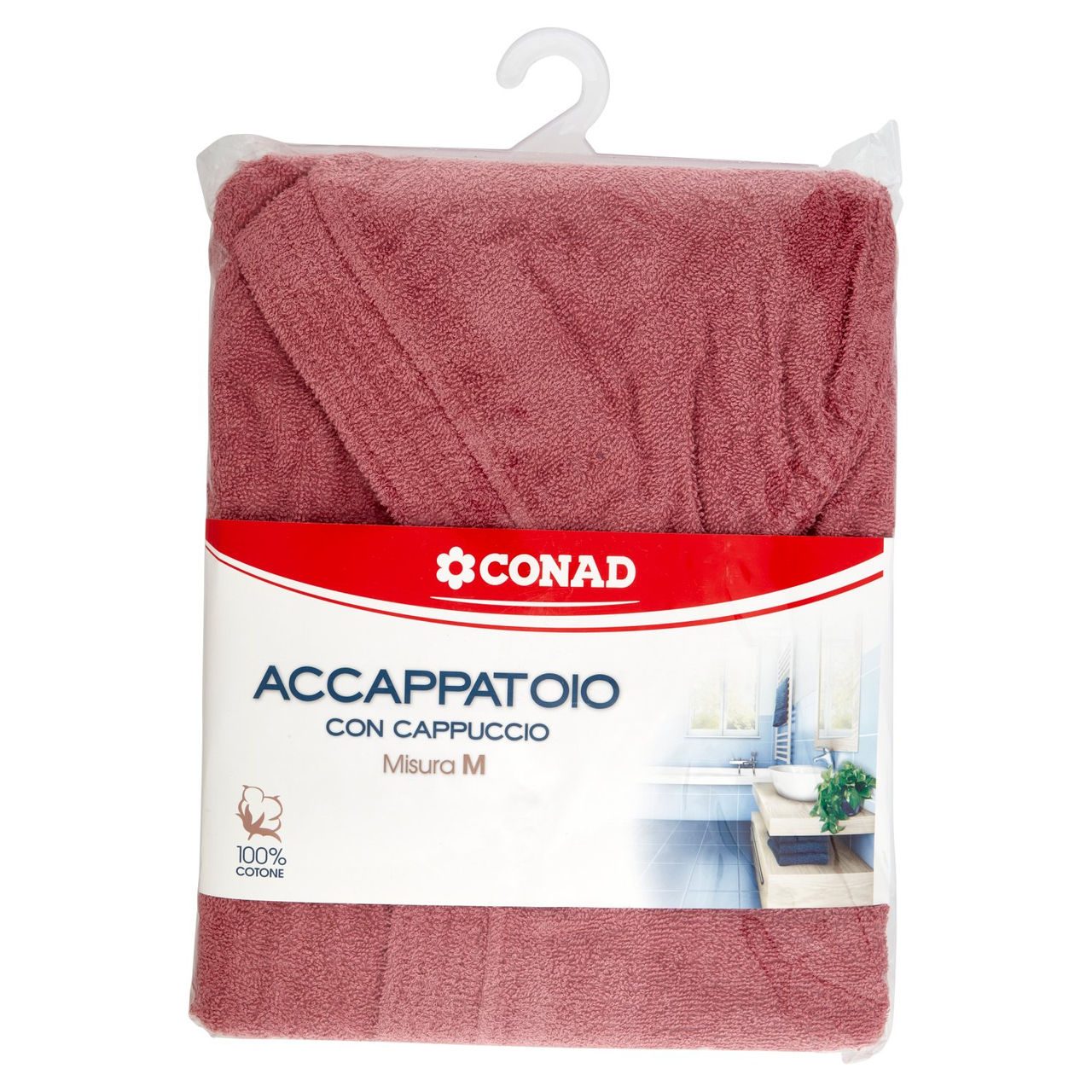 CONAD casa Accappatoio Adulto 100% Cotone M Rosa Antico