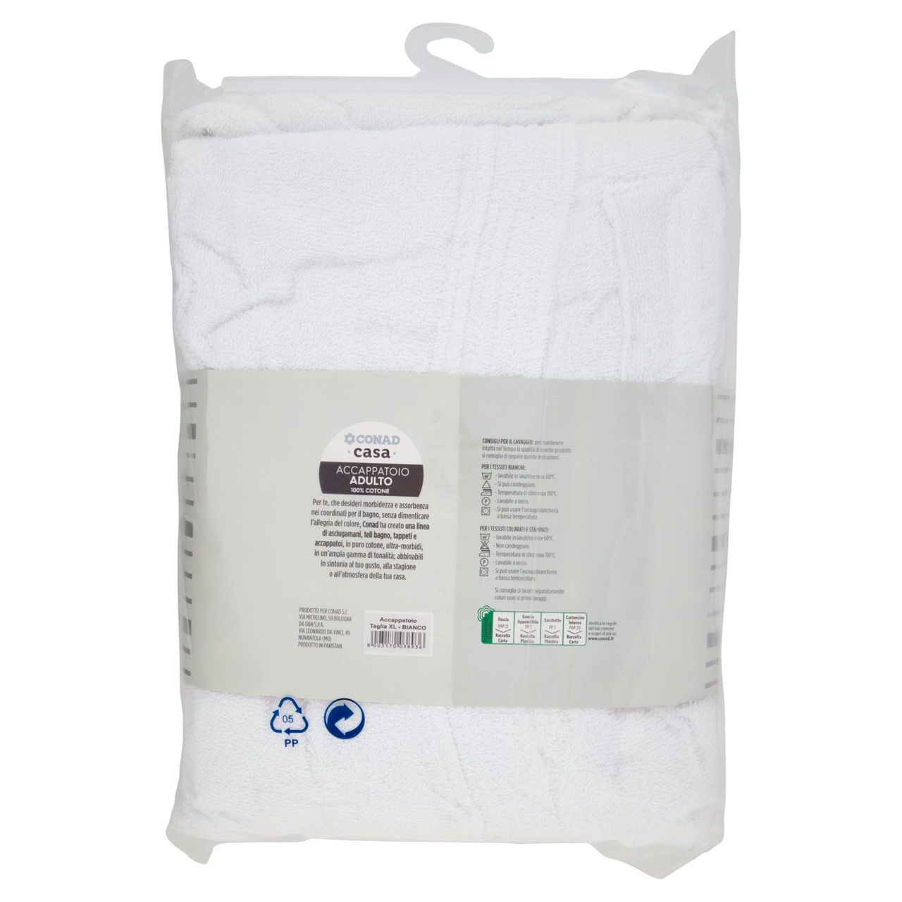 CONAD casa Accappatoio Adulto 100% Cotone XL Bianco