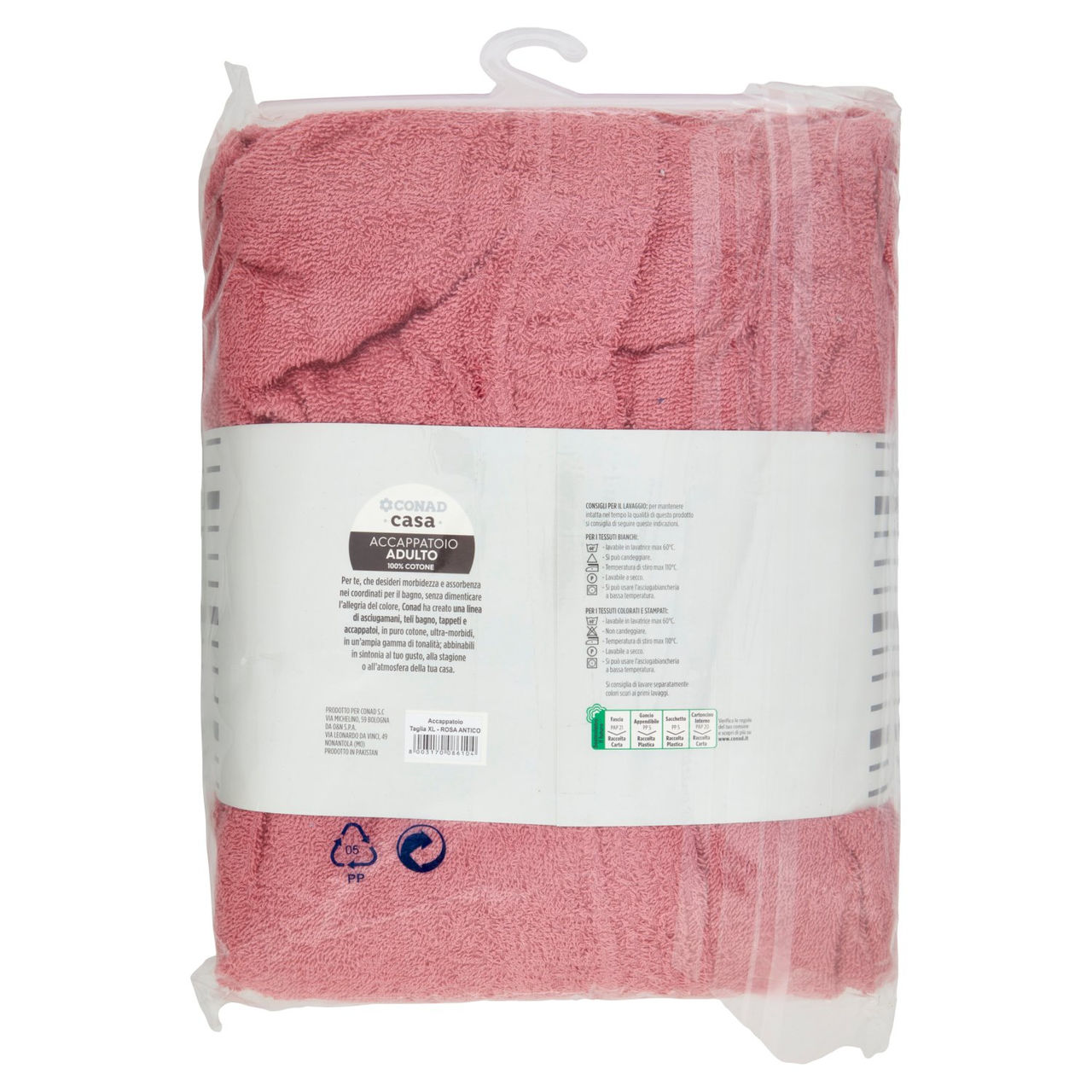 CONAD casa Accappatoio Adulto 100% Cotone XL Rosa Antico