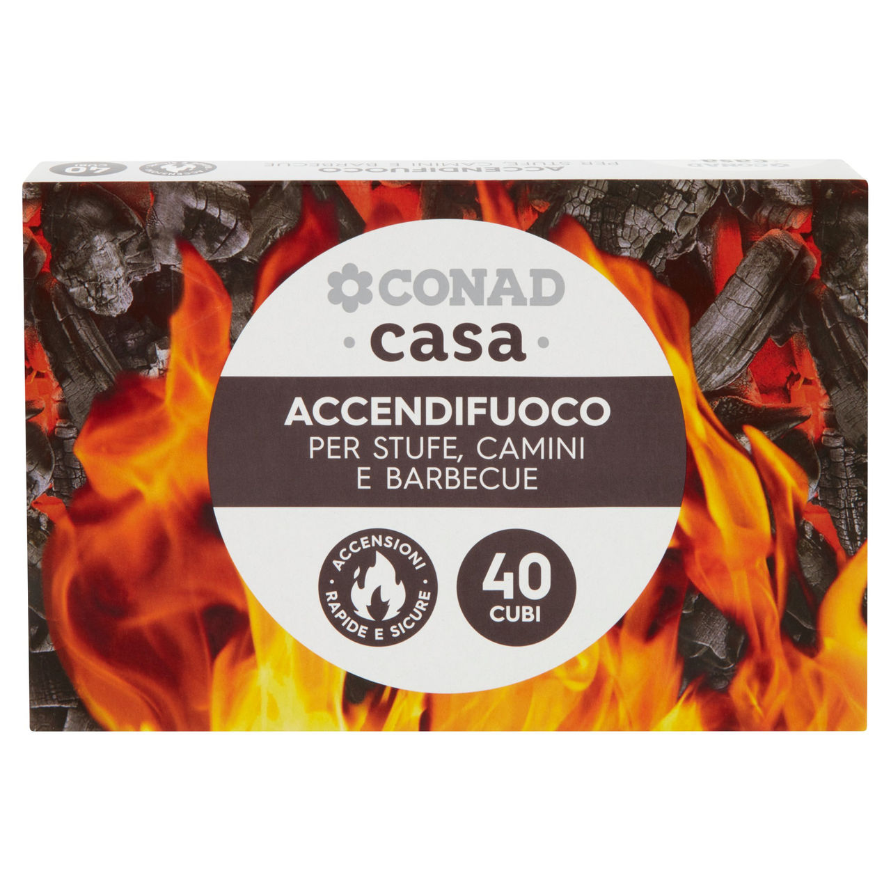 CONAD casa Accendifuoco per Stufe, Camini e Barbecue 40 Cubi 450 cm³