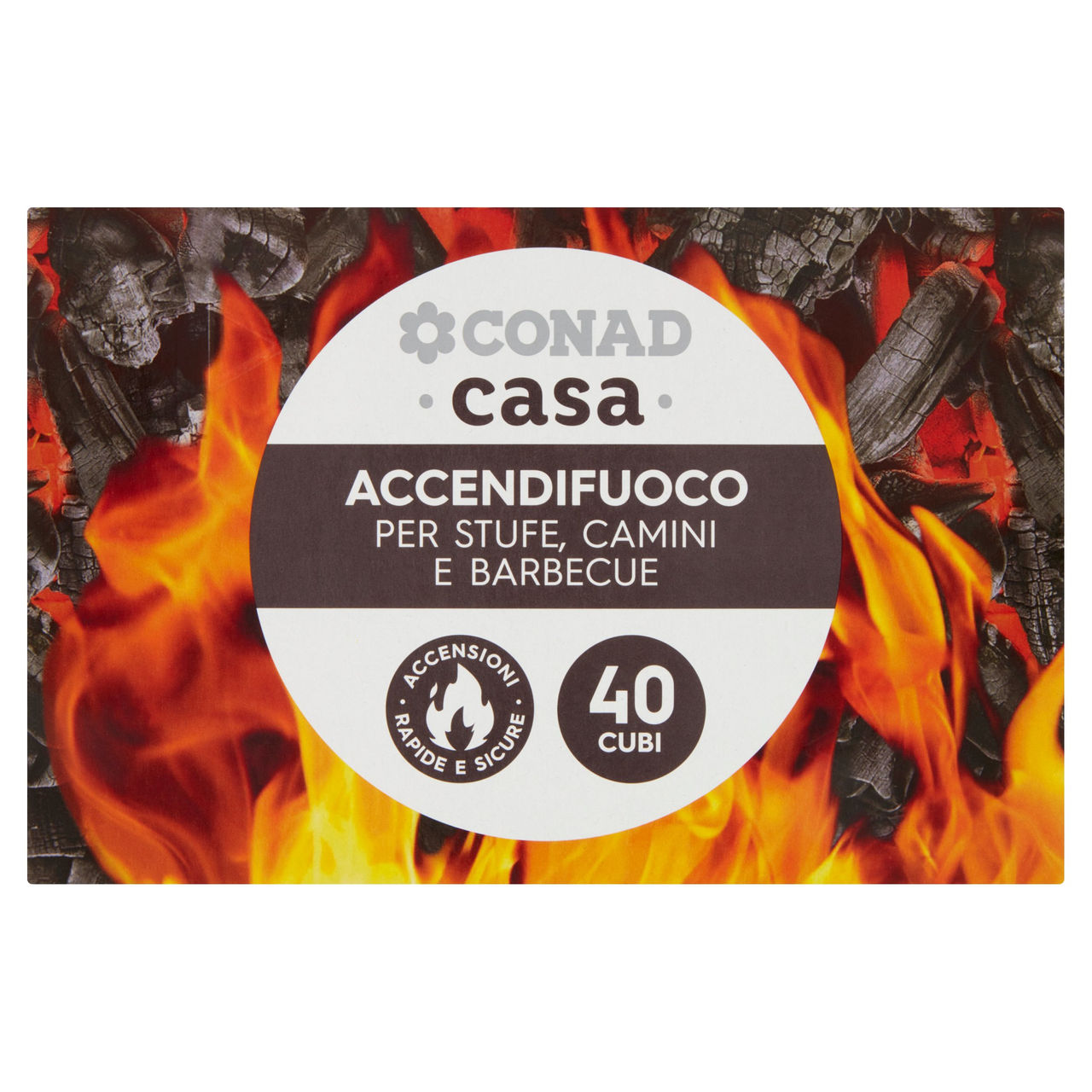 CONAD casa Accendifuoco per Stufe, Camini e Barbecue 40 Cubi 450 cm³