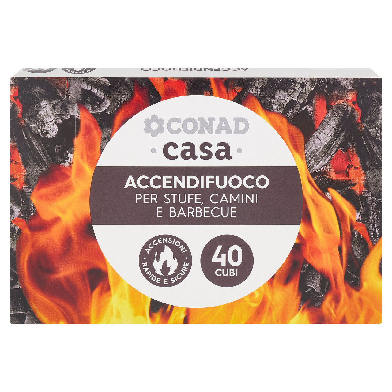 CONAD casa Accendifuoco per Stufe, Camini e Barbecue 450 cm³ 40 Cubi