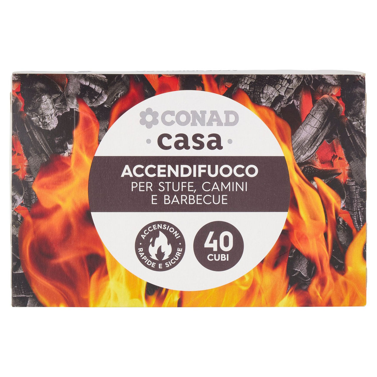 CONAD casa Accendifuoco per Stufe, Camini e Barbecue 450 cm³ 40 Cubi